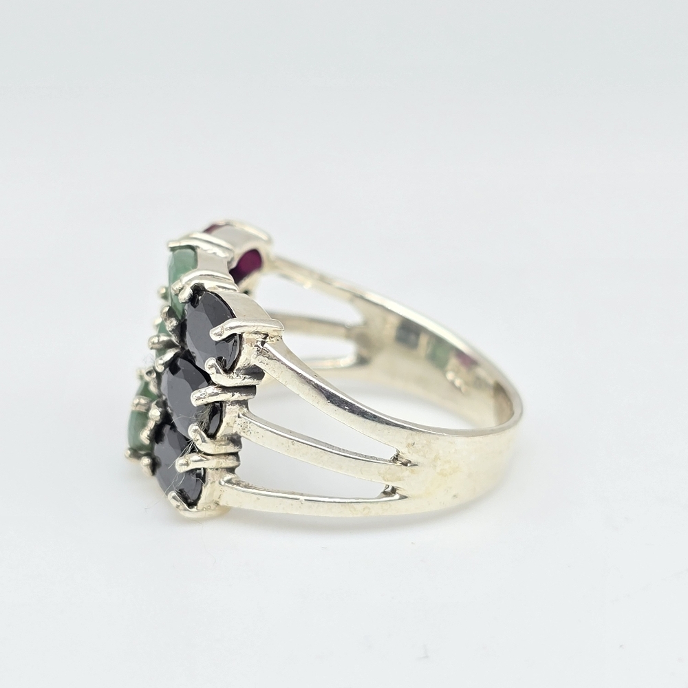 Multi Gemstone Emerald Ruby Sapphire Sterling Sil… - image 5